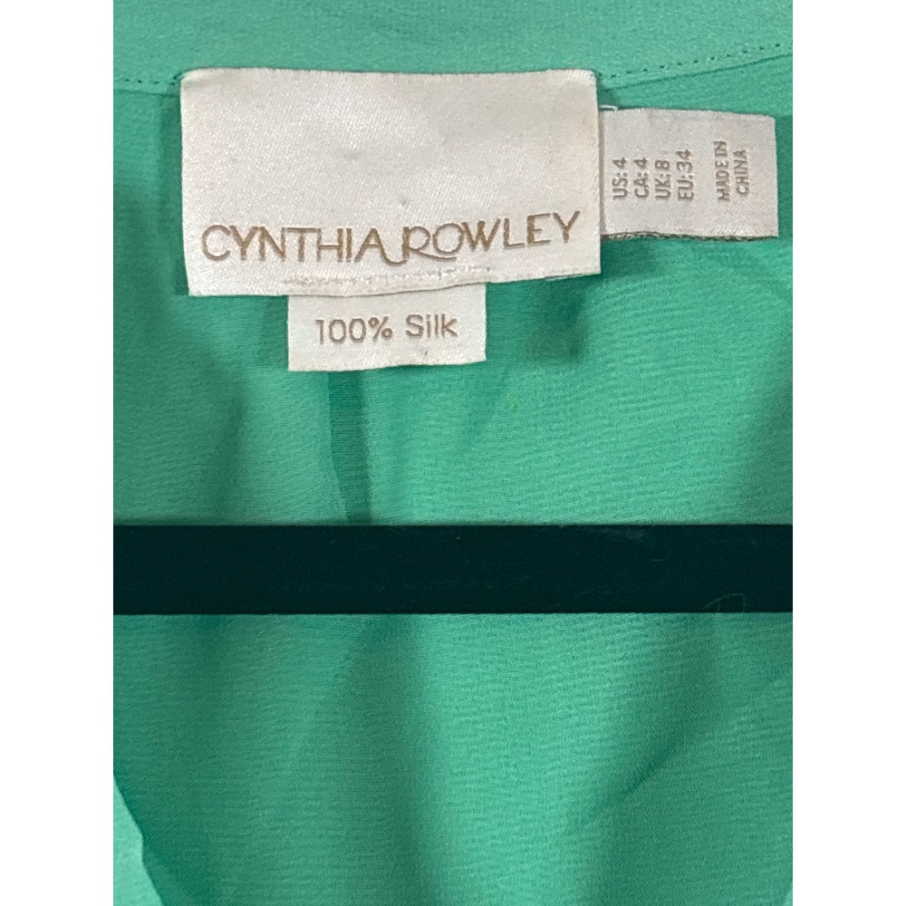Cynthia Rowley Mint Green 100% Silk Sleeveless Drawstring Waist Dress Size 4 - Picture 3 of 5